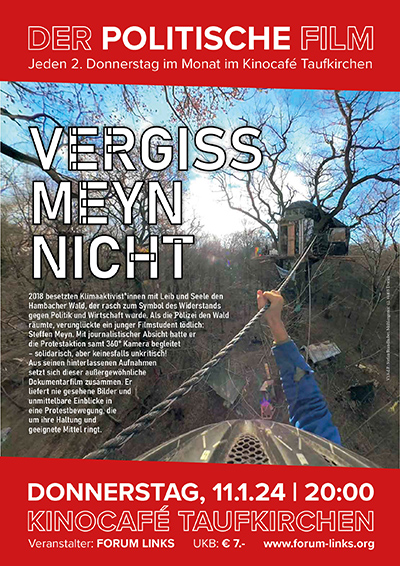 Filmplakat "Vergiss Meyn nicht", 11.1.24 im Kinocafé Taufkirchen